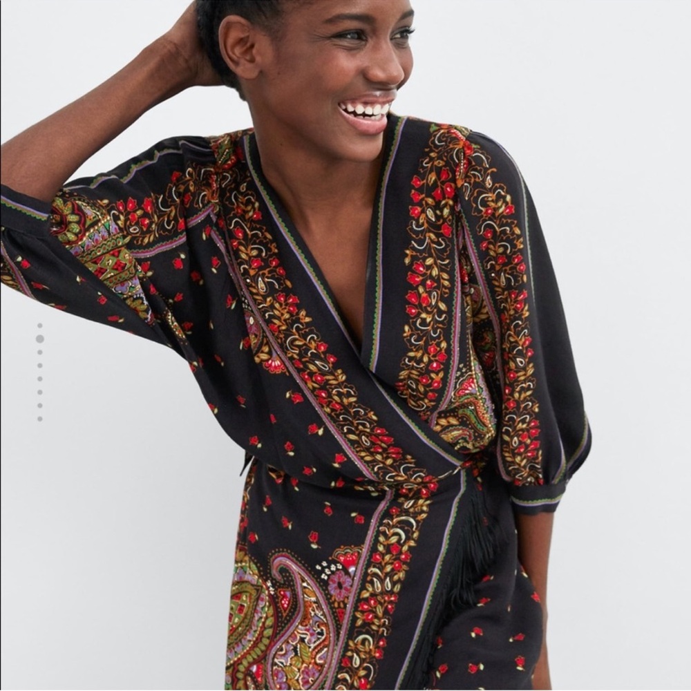 NWT Zara Chic Paisley Wrap Dress - Picture 13 of 13